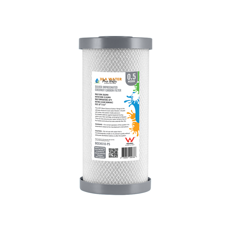 10 inch .5Mu Activated Carbon Filter with Next-Level Filtration for Cleaner, Safer Water Powered by Pure Coconut Carbon.