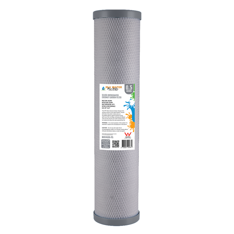 20” x 4.5” - 0.5 Micron Silver-Impregnated Coconut Carbon Block Filter – Bacteriostatic Protection By Jila Water